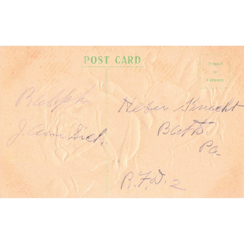 Birthday Greetings Postcard Yellow Rose Flower Floral Embossed Antique c1910 - Picture 2 of 2